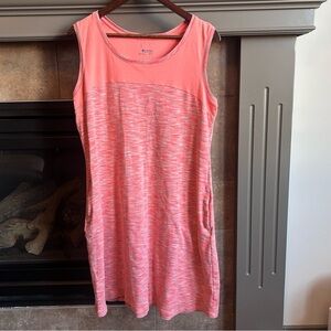 Columbia Pink Blue Cotton Blend Pocket Sleeveless T Shirt Mini Dress. 1X